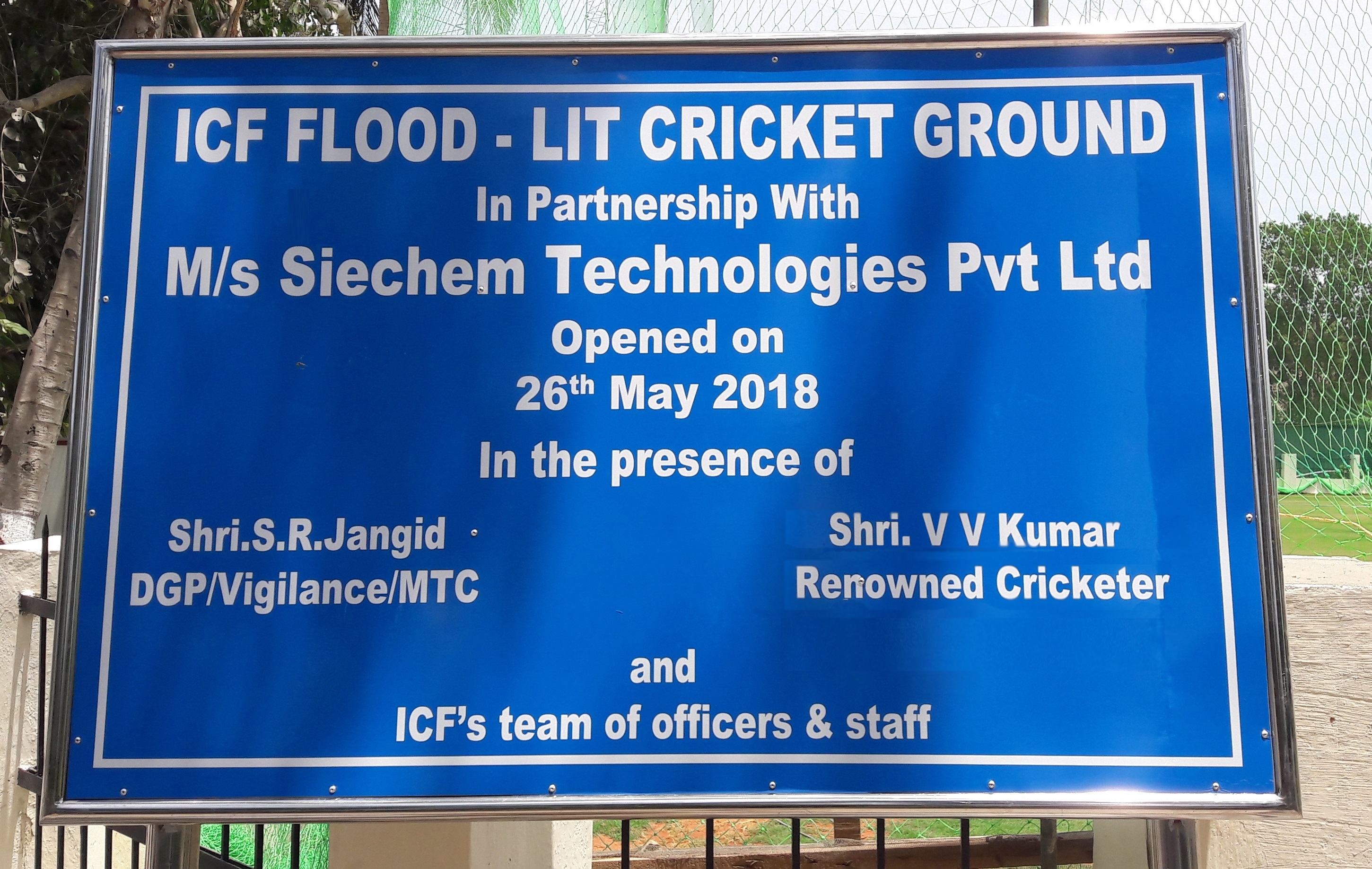 ICF Flood-lit Cricket Ground inaugurated 26 May 2018