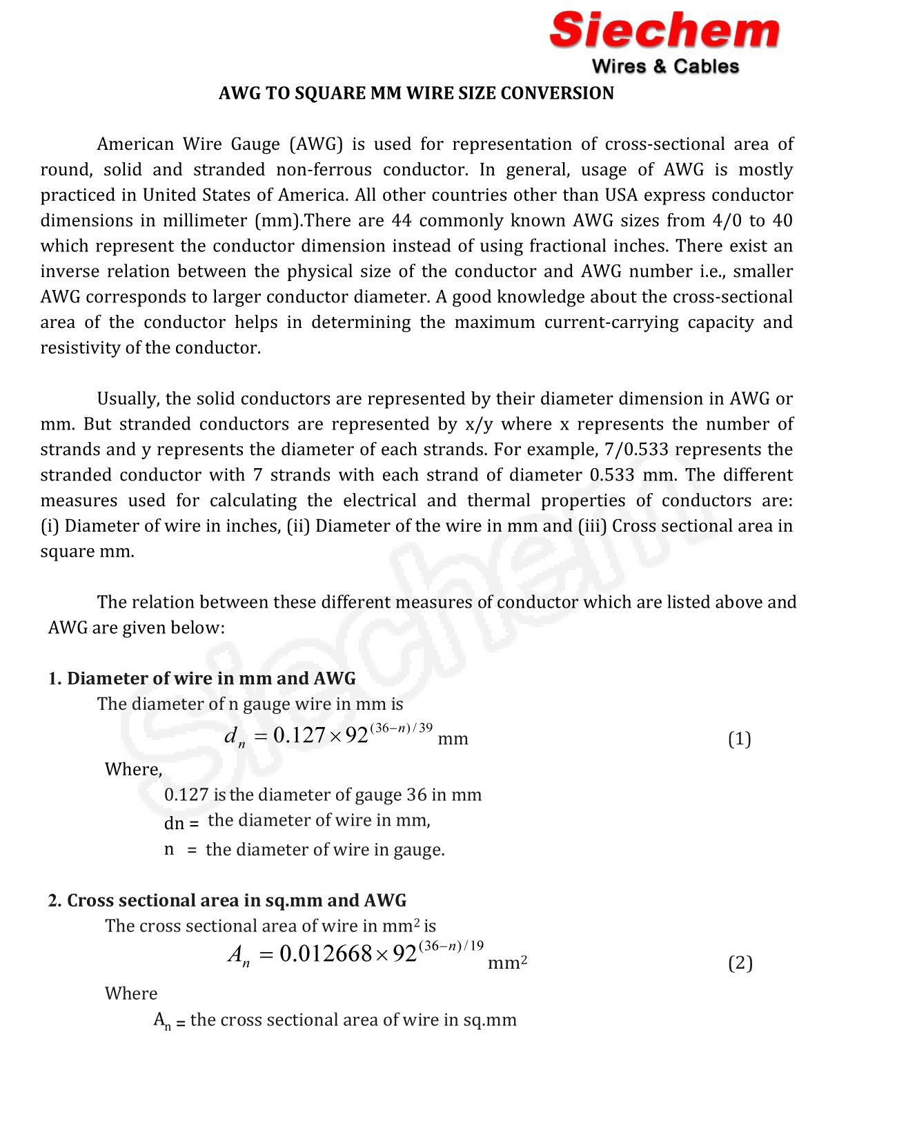 AWG to Square mm Conversion — page 1