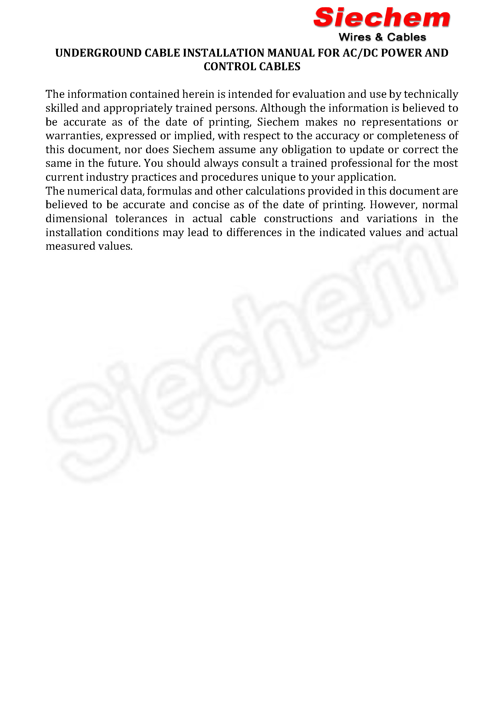 Cable Installation Procedure — page 1