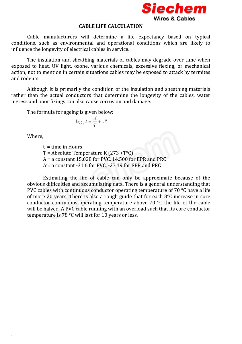 Cable Life Calculation — page 1