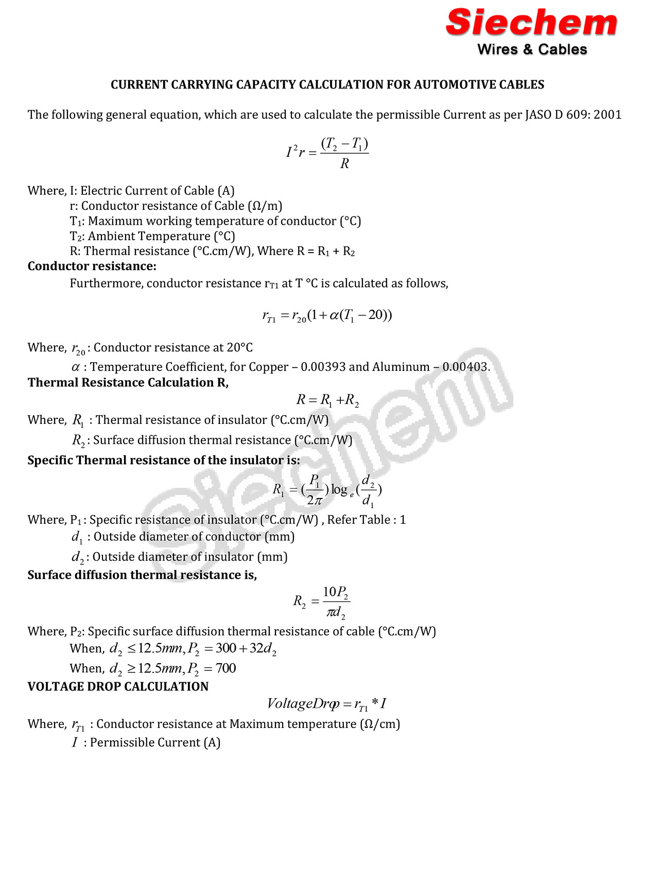 Cable Size Calculation for Automotive Cable — page 1