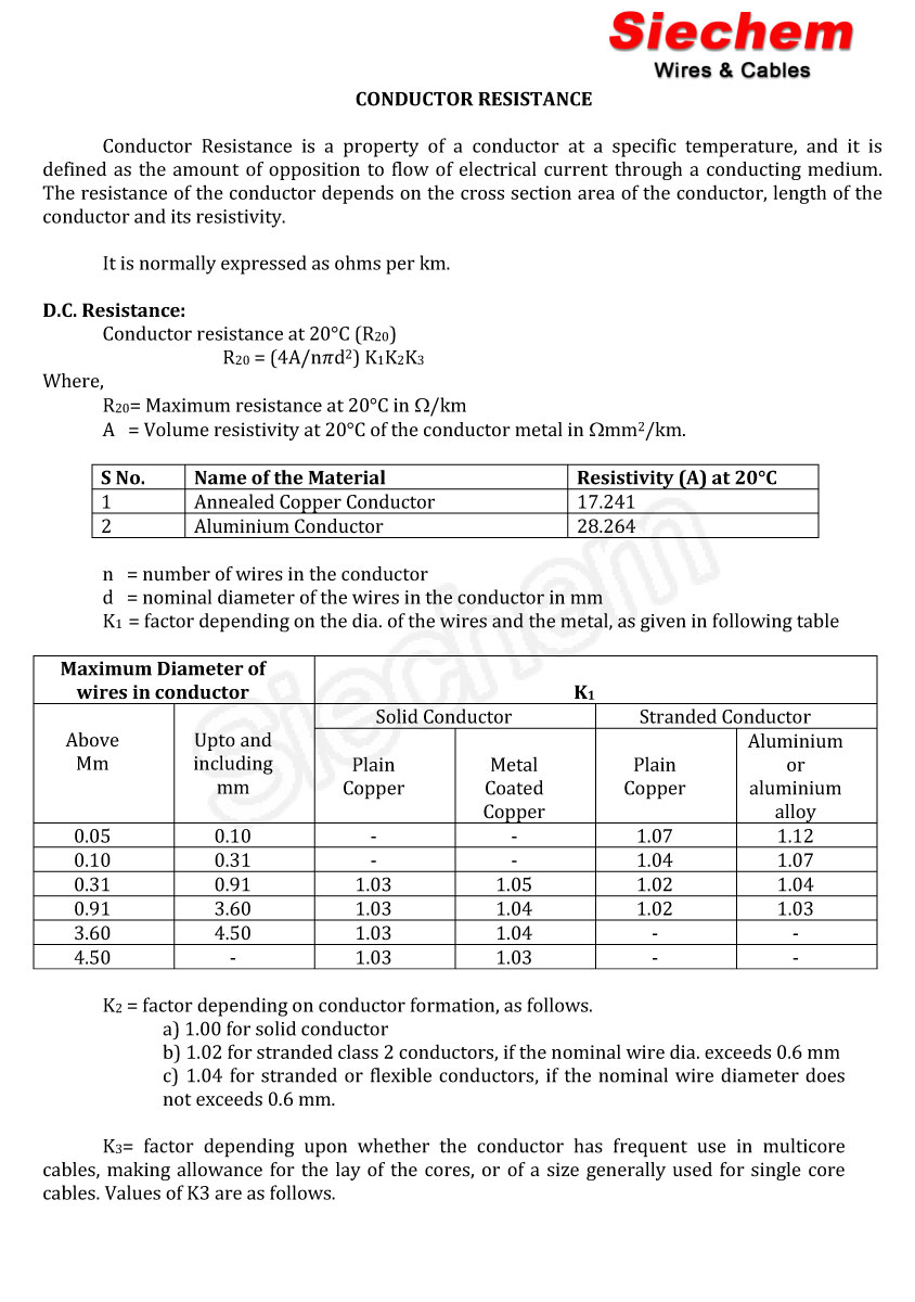 Conductor Resistance Calculation — page 1