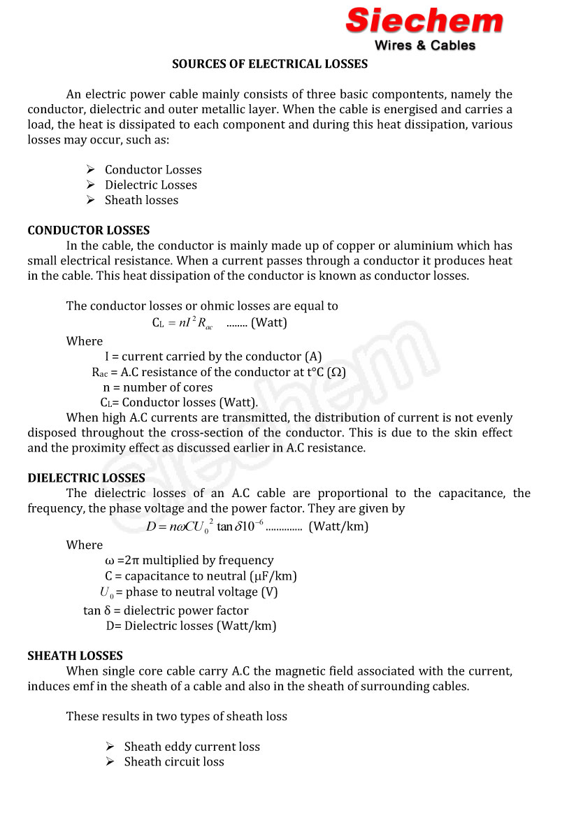 Electrical Losses Calculation — page 1