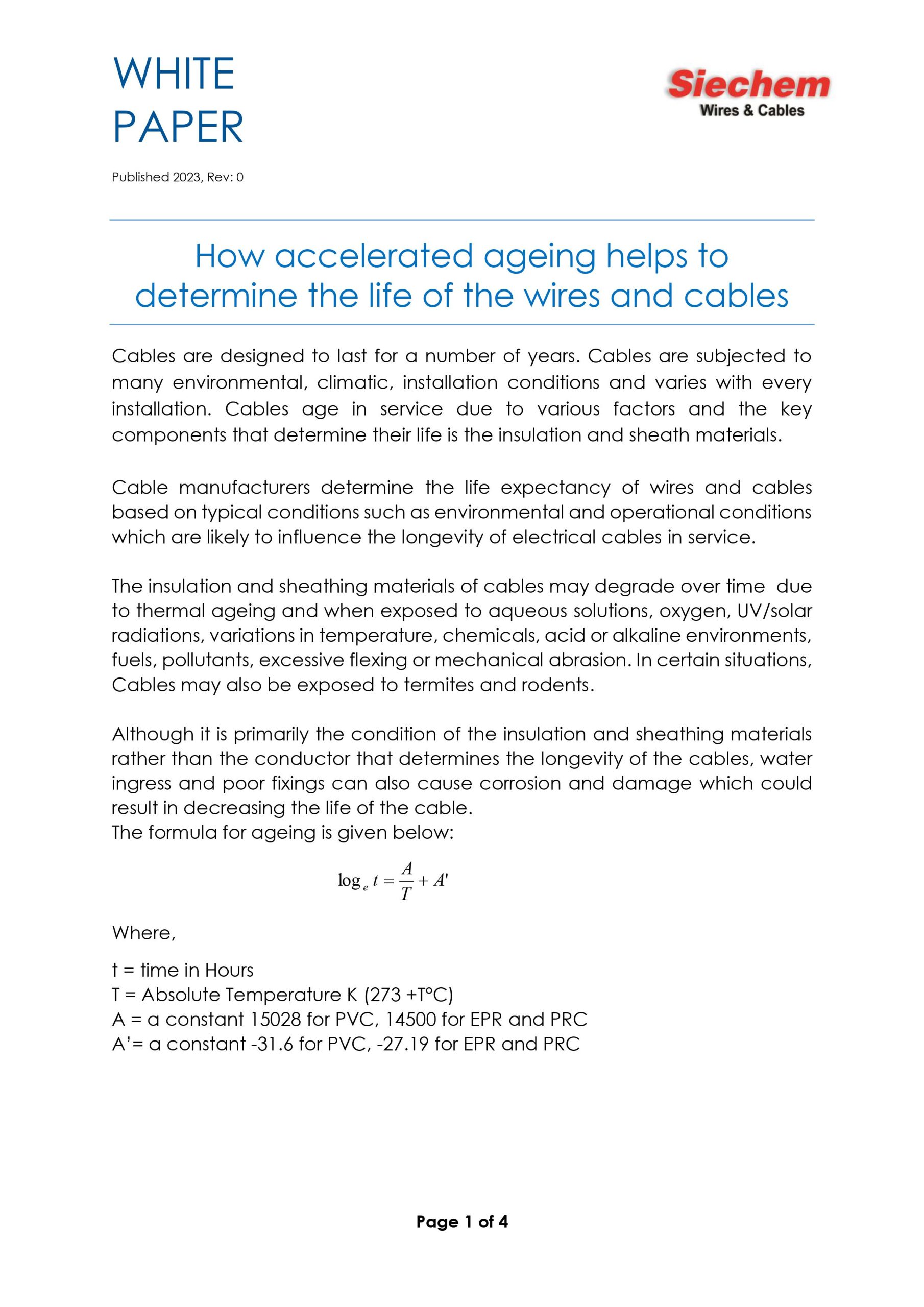 White Paper: Accelerated Ageing & Cable Life — page 1